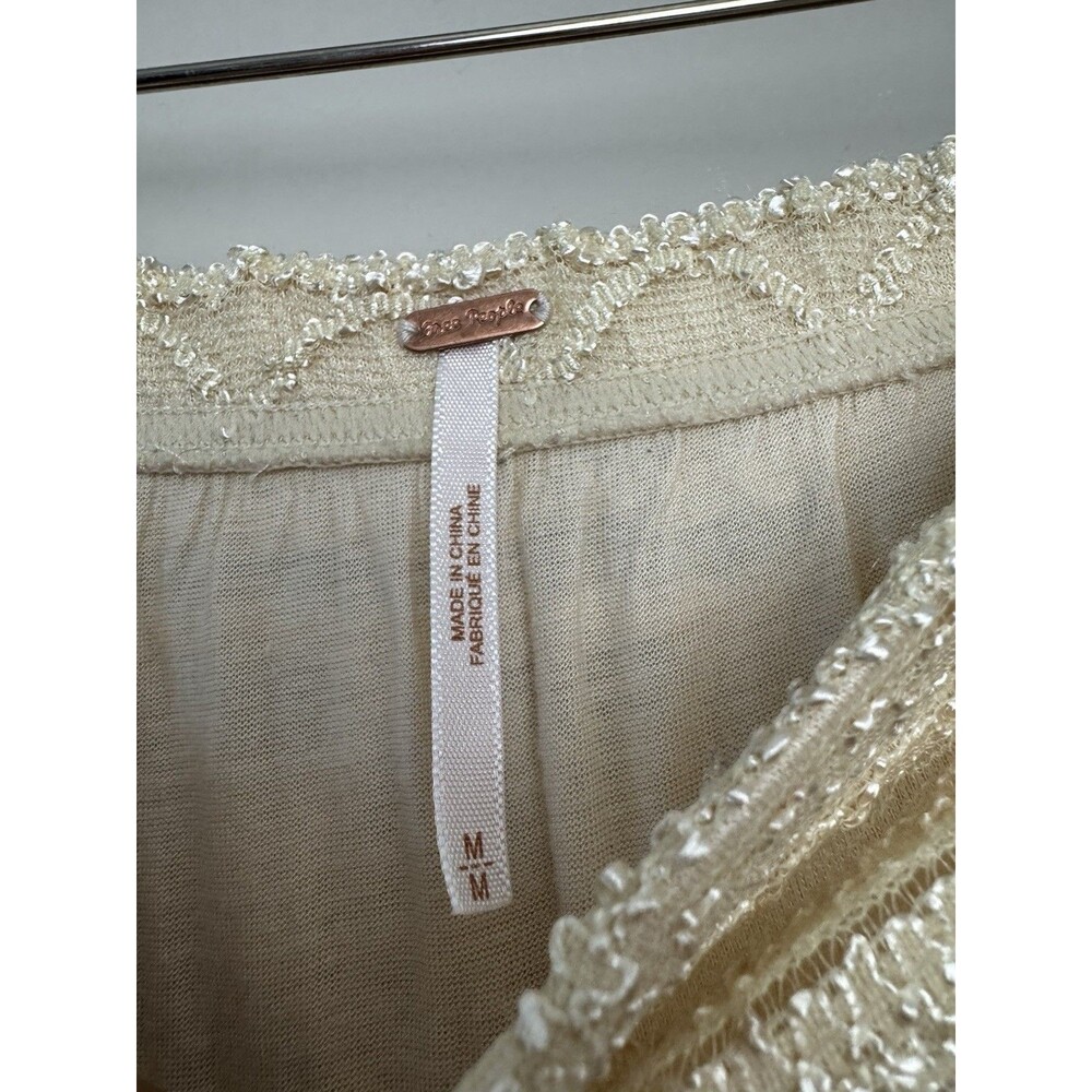 Free People Womens Lace Maxi Skirt Size Medium Cream Long Elastic Waist Pull On - Picture 4 of 5